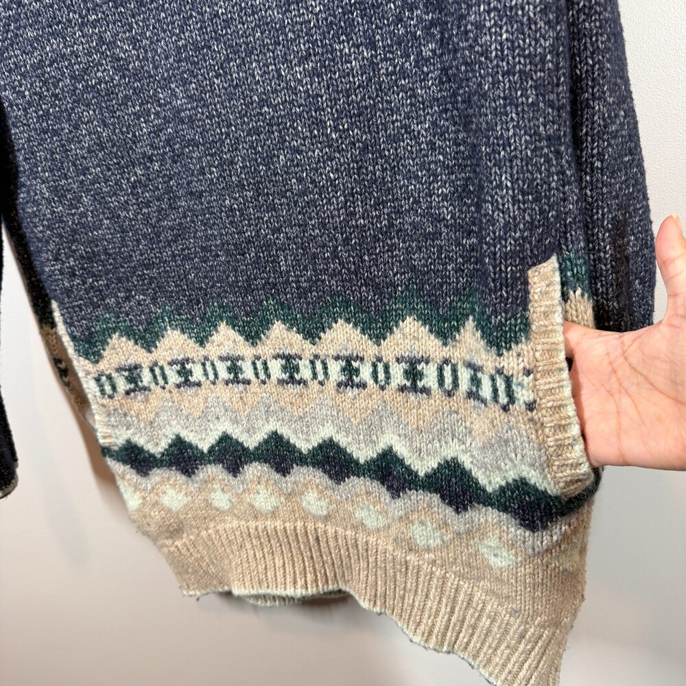 Victoria's Secret Cozy Cabin Tunic Fair Isle Sweater Small Wool Alpaca Navy Blue - Picture 3 of 11